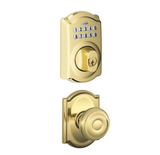 Schlage Camelot Single Cylinder Electronic Keypad Deadbolt with Passage Georgian Knob and Decorative Camelot Trim