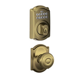 Schlage Camelot Single Cylinder Electronic Keypad Deadbolt with Passage Georgian Knob and Decorative Camelot Trim