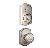 Schlage Camelot Single Cylinder Electronic Keypad Deadbolt with Passage Georgian Knob and Decorative Camelot Trim