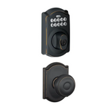 Schlage Camelot Single Cylinder Electronic Keypad Deadbolt with Passage Georgian Knob and Decorative Camelot Trim