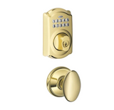 Schlage Camelot Single Cylinder Electronic Keypad Deadbolt with Passage Siena Knob
