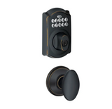 Schlage Camelot Single Cylinder Electronic Keypad Deadbolt with Passage Siena Knob