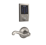 Schlage Connect Century Touchscreen Deadbolt with Built-in Alarm and Passage Flair Lever