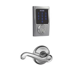 Schlage Connect Century Touchscreen Deadbolt with Built-in Alarm and Passage Flair Lever