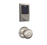 Schlage Connect Century Touchscreen Deadbolt with Built-in Alarm and Passage Georgian Knob