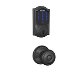 Schlage Connect Century Touchscreen Deadbolt with Built-in Alarm and Passage Georgian Knob