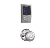 Schlage Connect Century Touchscreen Deadbolt with Built-in Alarm and Passage Georgian Knob