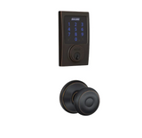 Schlage Connect Century Touchscreen Deadbolt with Built-in Alarm and Passage Georgian Knob