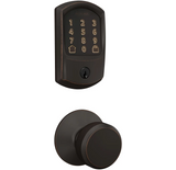 Schlage Encode Greenwich Electronic Keyless Entry Deadbolt Combo Pack with Bowery Interior Knob and Decorative Plymouth Trim