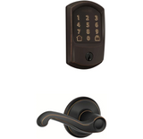 Schlage Encode Greenwich Electronic Keyless Entry Deadbolt Combo Pack with Flair Interior Lever and Decorative Georgian Trim