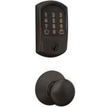 Schlage Encode Greenwich Electronic Keyless Entry Deadbolt Combo Pack with Plymouth Interior Knob and Decorative Plymouth Trim