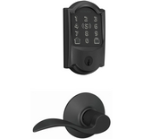 Schlage Encode Plus Camelot Electronic Keyless Entry Deadbolt Combo Pack with Accent Interior Lever and Decorative Plymouth Trim