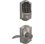 Schlage Encode Plus Camelot Electronic Keyless Entry Deadbolt Combo Pack with Accent Interior Lever and Decorative Camelot Trim