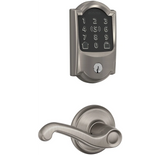 Schlage Encode Plus Camelot Electronic Keyless Entry Deadbolt Combo Pack with Flair Interior Lever and Decorative Georgian Trim