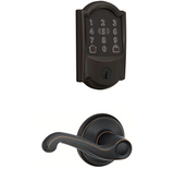 Schlage Encode Plus Camelot Electronic Keyless Entry Deadbolt Combo Pack with Flair Interior Lever and Decorative Georgian Trim