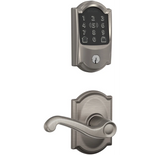 Schlage Encode Plus Camelot Electronic Keyless Entry Deadbolt Combo Pack with Flair Interior Lever and Decorative Camelot Trim