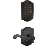 Schlage Encode Plus Camelot Electronic Keyless Entry Deadbolt Combo Pack with Flair Interior Lever and Decorative Camelot Trim