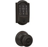 Schlage Encode Plus Camelot Electronic Keyless Entry Deadbolt Combo Pack with Georgian Interior Knob and Decorative Georgian Trim