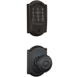 Schlage Encode Plus Camelot Electronic Keyless Entry Deadbolt Combo Pack with Georgian Interior Knob and Decorative Camelot Trim