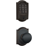 Schlage Encode Plus Camelot Electronic Keyless Entry Deadbolt Combo Pack with Plymouth Interior Knob and Decorative Camelot Trim