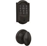 Schlage Encode Plus Camelot Electronic Keyless Entry Deadbolt Combo Pack with Siena Interior Knob and Decorative Georgian Trim