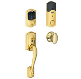 Schlage Connect Camelot Touchscreen Handleset with Interior Siena Knob and Built-In Alarm