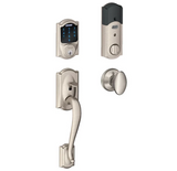 Schlage Connect Camelot Touchscreen Handleset with Interior Siena Knob and Built-In Alarm