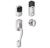 Schlage Connect Camelot Touchscreen Handleset with Interior Siena Knob and Built-In Alarm
