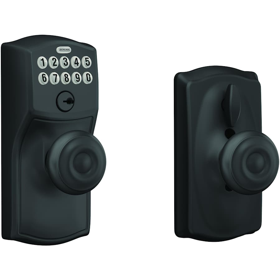 Entry Function Lock Set Schlage Camelot Keypad Entry with Flex-Lock Door Knob Set with Georgian ...