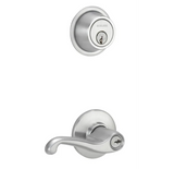 Schlage S200-Series Commercial Tubular Interconnected Classroom Lock Left Handed Flair Lever Set and Deadbolt with 6-Pin Cylinder