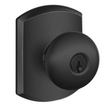 Schlage Plymouth Keyed Entry Single Cylinder Door Knob Set with Decorative Greenwich Trim