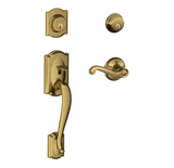Schlage Camelot Right Hand Double Cylinder Handleset with Flair Interior Lever from the F-Series