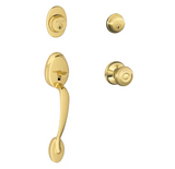 Schlage Plymouth Double Cylinder Handleset with Georgian Interior Knob from the F-Series