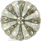 Schaub Imperial Shell - inlaid on Solid Brass - Polished Nickel Round Knob - 1-3/8" dia