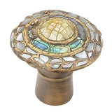Schaub Fair Isle - Solid Brass 1 1/8" Diameter Round Knob in Aged Dover with Imperial Shell and Mother of Pearl
