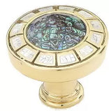Schaub Fair Isle - Solid Brass 1 9/16" Diameter Round Knobwith Imperial Shell and Mother of Pearl