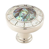 Schaub Fair Isle - Solid Brass 1 9/16" Diameter Round Knobwith Imperial Shell and Mother of Pearl