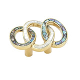 Schaub Fair Isle - Solid Brass 3/4" Centers Circles Pull with Imperial Shell and Mother of Pearl