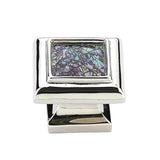 Schaub Tiger Penshell - Square Knob with Tiger Penshell Inlay and Dark Antique Bronze - 1-1/4" dia