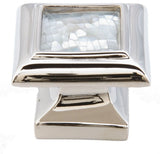 Schaub Tiger Penshell - Square Knob with Tiger Penshell Inlay and Dark Antique Bronze - 1-1/4" dia