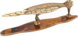 Schaub Nature - Solid Brass Woodpecker Pull with Yellow Mother of Pearl Inlay and Tiger Penshell Backplate in Dark Sherwood with Mother of Pearl