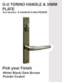 G-U TORINO HANDLE & 30MM PLATE, ZAMAC, INACTIVE, THUMBTURN ONLY (HANDLES DO MOVE) CHOOSE COLOR