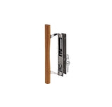 Keyed Handle Set - Sliding Patio Door, Flush Mount - Standard Hook - Black / Wood