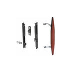Keyed, Mid-Body Hook Flush Mount Handle Set Sliding Patio Door - Black / Wood Handle