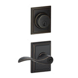 Schlage Accent Single Cylinder Keyed Entry Door Lever Set and Addison Deadbolt Combo with Addison Rose