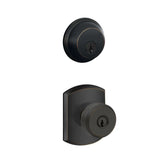 Schlage Bowery Single Cylinder Keyed Entry Door Knob Set and Deadbolt Combo with Greenwich Rose