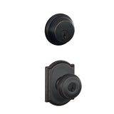 Schlage Georgian Single Cylinder Keyed Entry Door Knob Set and Deadbolt Combo with Camelot Rose