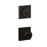 Schlage Plymouth Single Cylinder Keyed Entry Door Knob Set and Collins Deadbolt Combo with Collins Rose