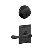 Schlage Avila Single Cylinder Keyed Entry Door Lever Set and Deadbolt Combo with Addison Rose