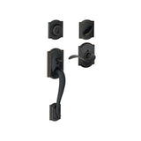 Schlage Camelot Left Handed Sectional Single Cylinder Keyed Entry Handleset with Accent Lever with Decorative Camelot Trim